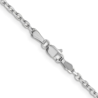 14K Weißgold 2.2mm Diamantiert Rund Offen Glieder Ankerkette mit Karabinerverschluss Halskette