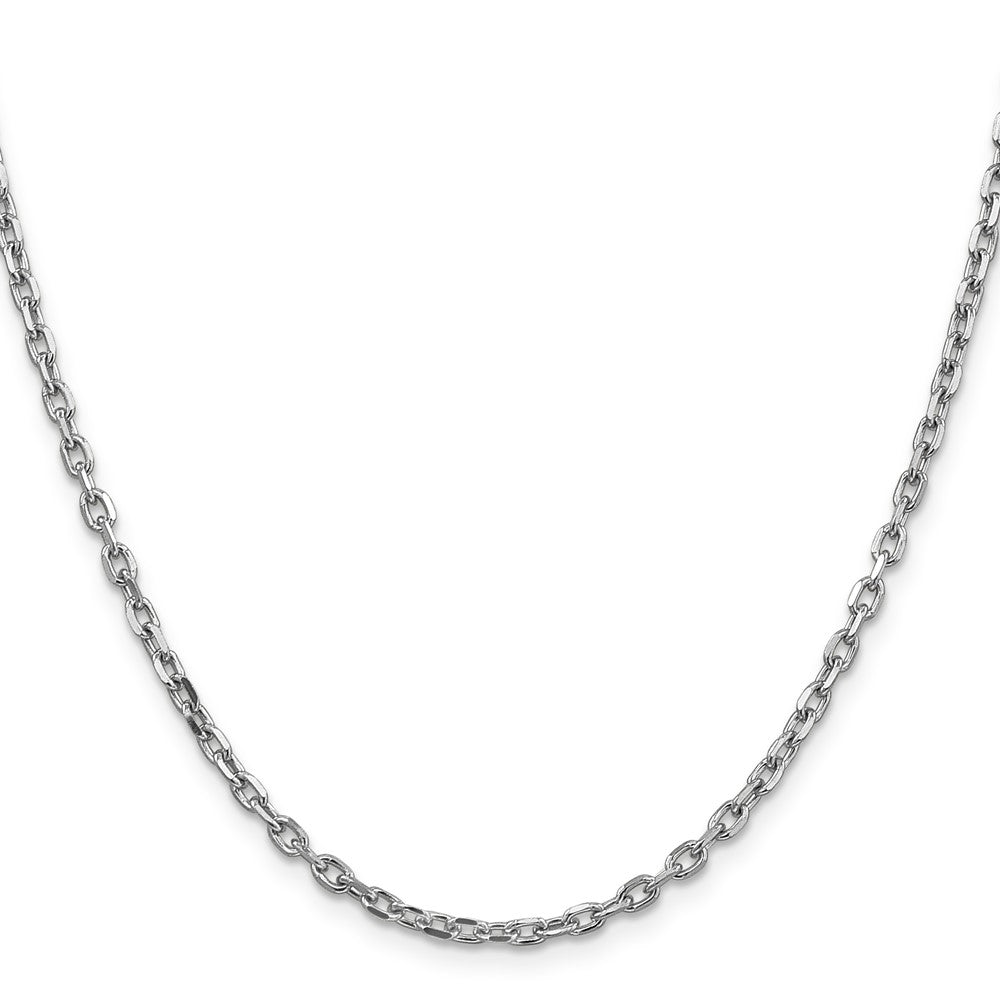 14K Weißgold 3mm Diamantiert Rund Offen Glieder Ankerkette mit Karabinerverschluss Halskette