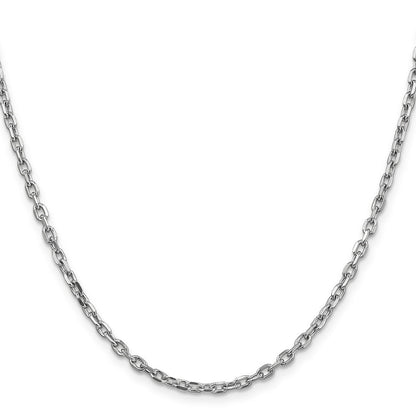 14K Weißgold 3mm Diamantiert Rund Offen Glieder Ankerkette mit Karabinerverschluss Halskette