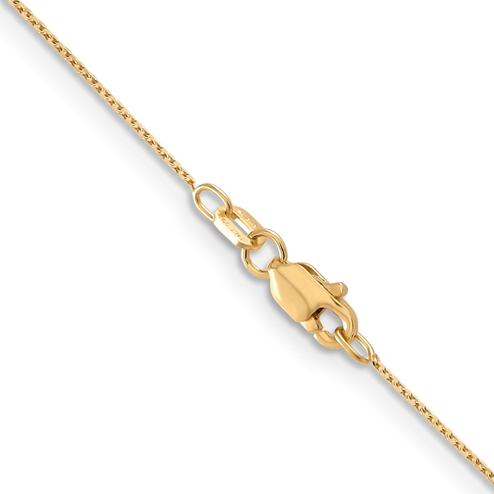 14K Gelbgold.65mm Diamantiert Rund Offen Glieder Ankerkette mit Karabinerverschluss Halskette
