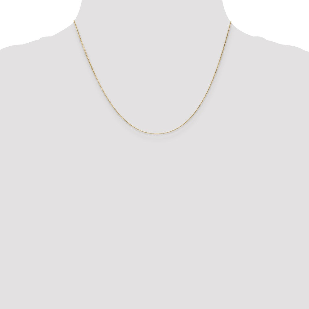 14K Gelbgold.65mm Diamantiert Rund Offen Glieder Ankerkette mit Karabinerverschluss Halskette