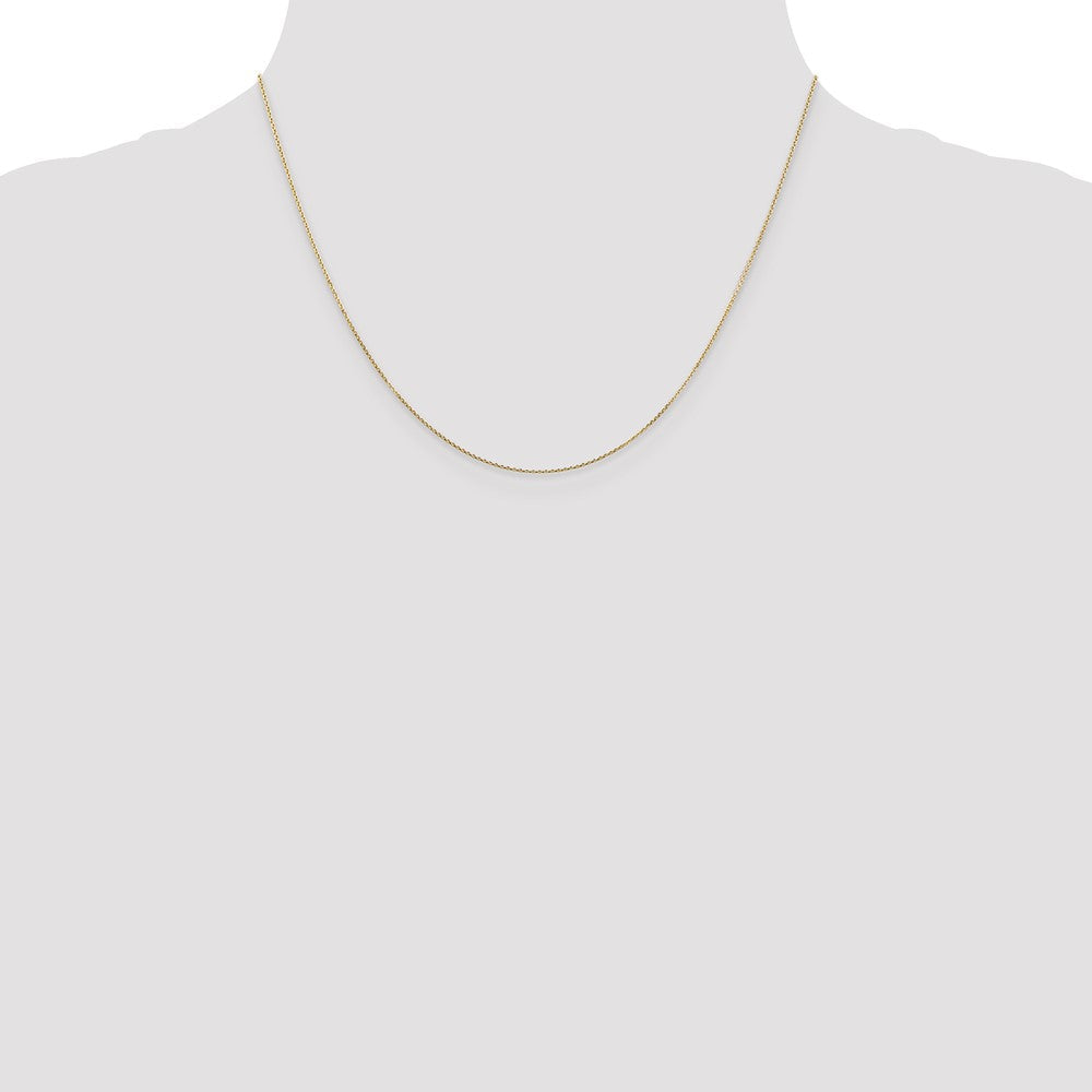 14K Gelbgold.8mm Diamantiert Rund Offen Glieder Ankerkette mit Karabinerverschluss Halskette