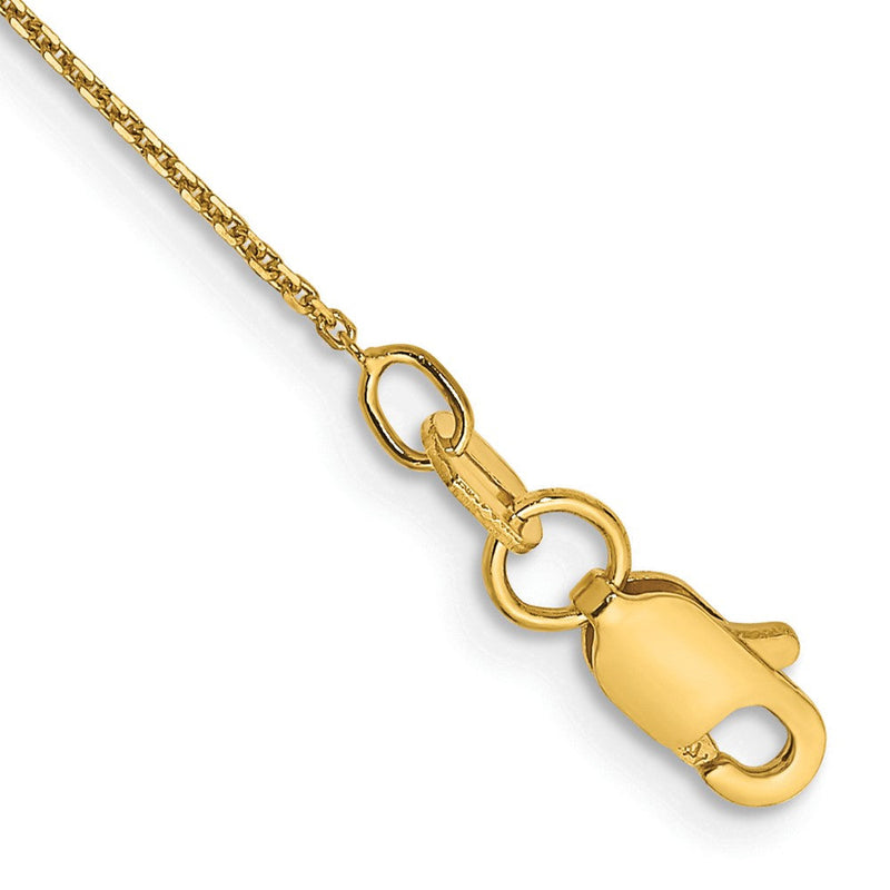 14K Gelbgold.8mm Diamantiert Rund Offen Glieder Ankerkette mit Karabinerverschluss Kette Fußkettchen