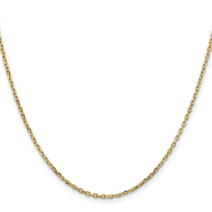 14K Gelbgold 1.8mm Diamantiert Rund Offen Glieder Ankerkette mit Karabinerverschluss Halskette