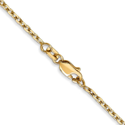 14K Gelbgold 1.8mm Diamantiert Rund Offen Glieder Ankerkette mit Karabinerverschluss Halskette