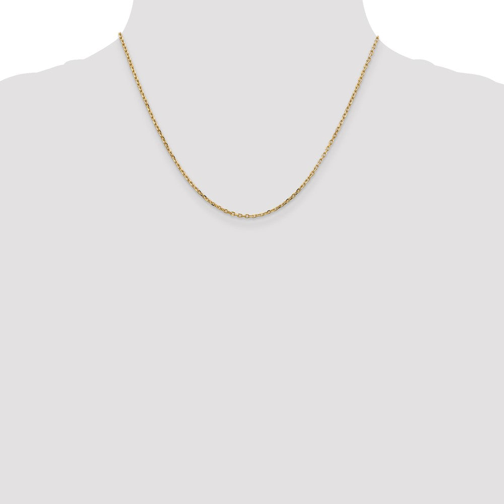 14K Gelbgold 1.8mm Diamantiert Rund Offen Glieder Ankerkette mit Karabinerverschluss Halskette