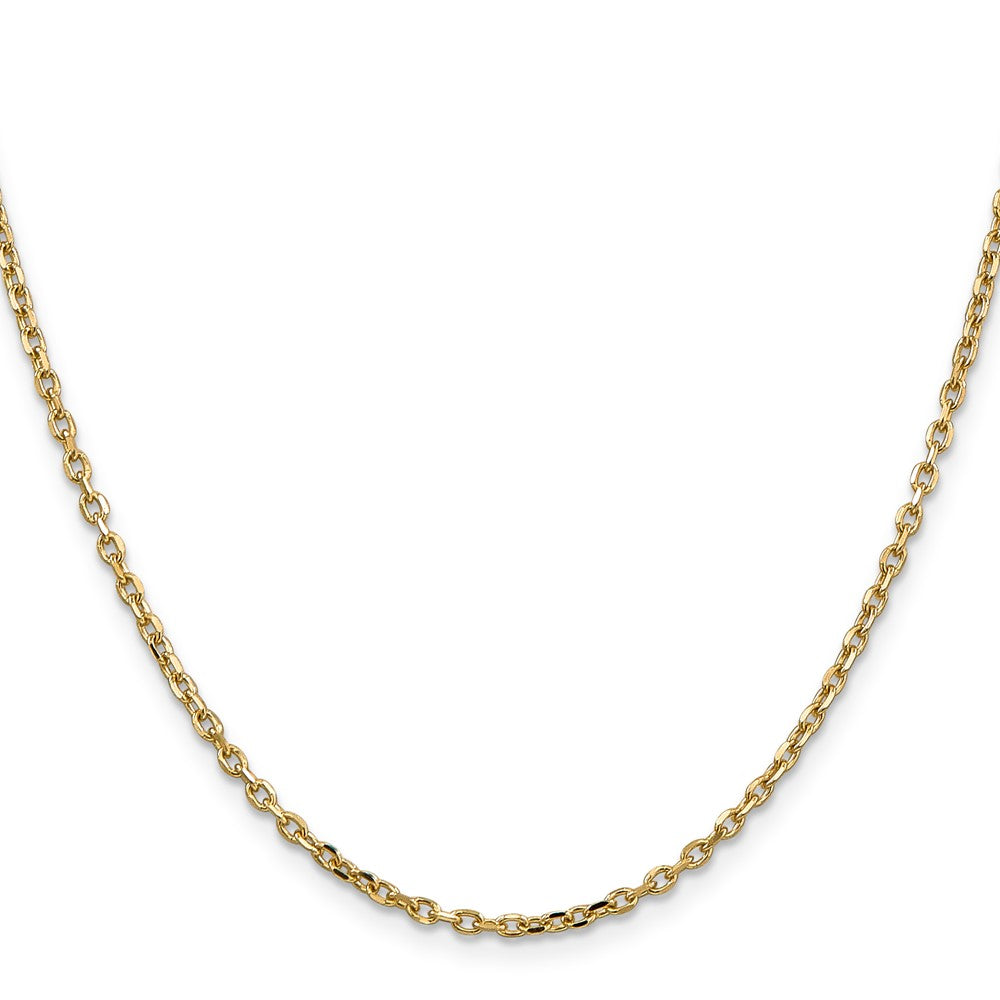 14K Gelbgold 2.2mm Diamantiert Rund Offen Glieder Ankerkette mit Karabinerverschluss Halskette