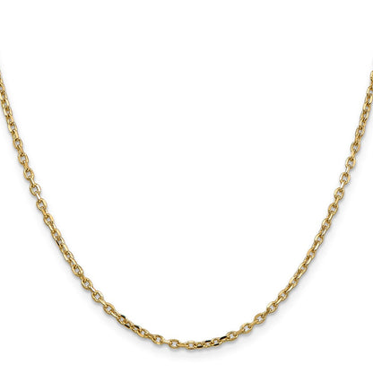 14K Gelbgold 2.2mm Diamantiert Rund Offen Glieder Ankerkette mit Karabinerverschluss Halskette