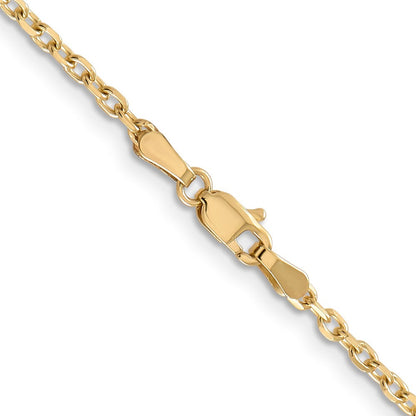 14K Gelbgold 2.2mm Diamantiert Rund Offen Glieder Ankerkette mit Karabinerverschluss Halskette