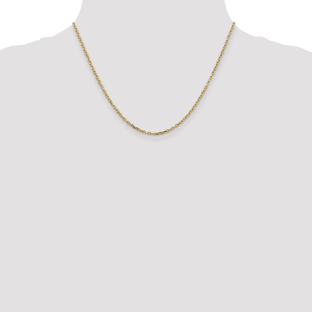 14K Gelbgold 2.2mm Diamantiert Rund Offen Glieder Ankerkette mit Karabinerverschluss Halskette