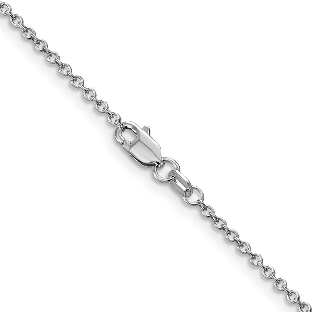 14K Weißgold 1.4mm Rund Offen Breit Glieder Ankerkette mit Karabinerverschluss Halskette