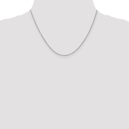 14K Weißgold 1.4mm Rund Offen Breit Glieder Ankerkette mit Karabinerverschluss Halskette