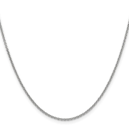 14K Weißgold 1.6mm Rund Offen Glieder Ankerkette mit Karabinerverschluss Halskette