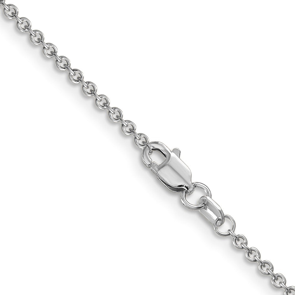 14K Weißgold 1.6mm Rund Offen Glieder Ankerkette mit Karabinerverschluss Halskette