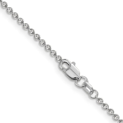 14K Weißgold 1.6mm Rund Offen Glieder Ankerkette mit Karabinerverschluss Halskette