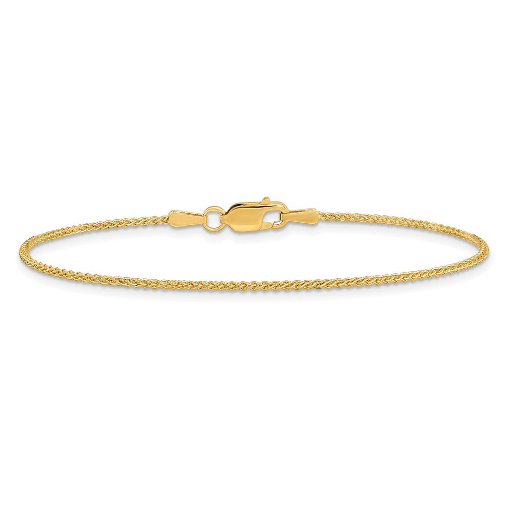 14K Gelbgold 1.25mm Ährenkette mit Karabinerverschluss Gliederarmband