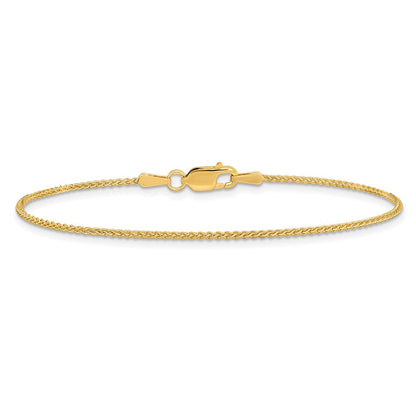 14K Gelbgold 1.25mm Ährenkette mit Karabinerverschluss Gliederarmband