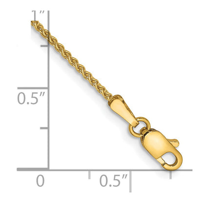 14K Gelbgold 1.25mm Ährenkette mit Karabinerverschluss Gliederarmband