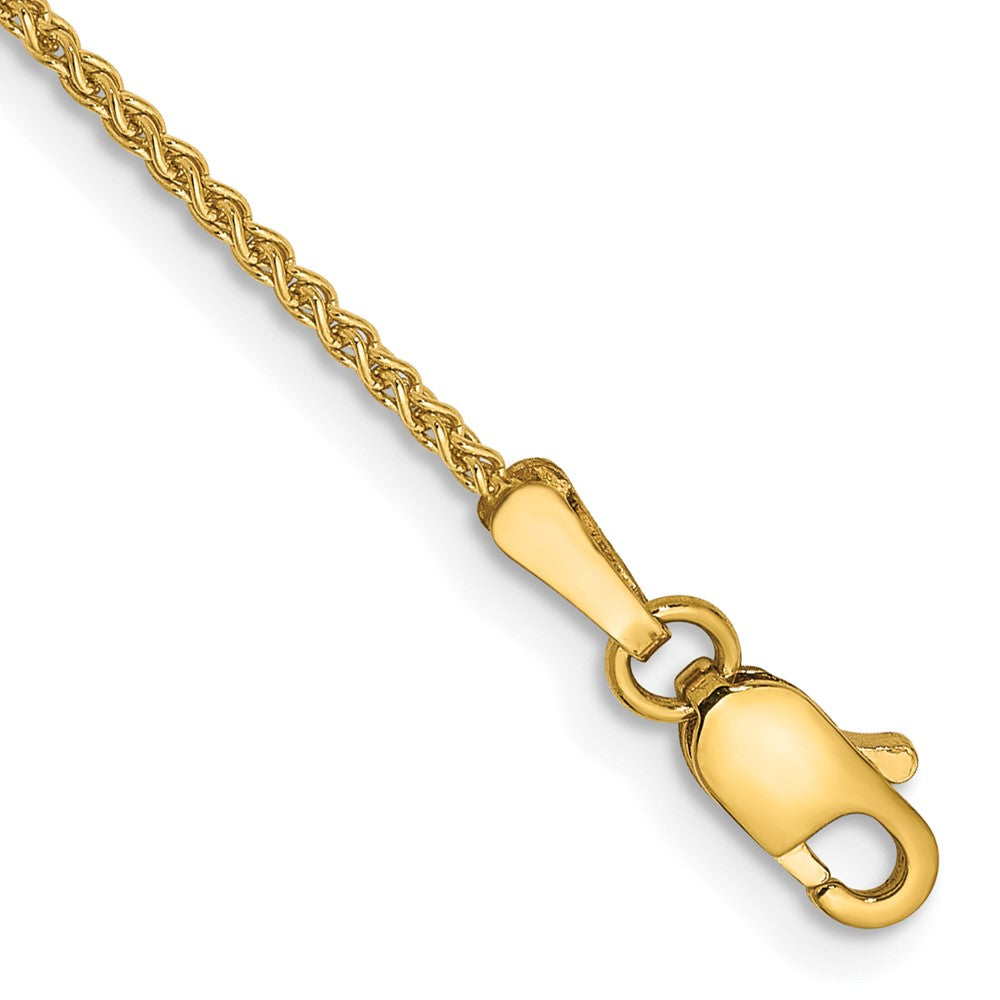 14K Gelbgold 1.25mm Ährenkette mit Karabinerverschluss Gliederarmband