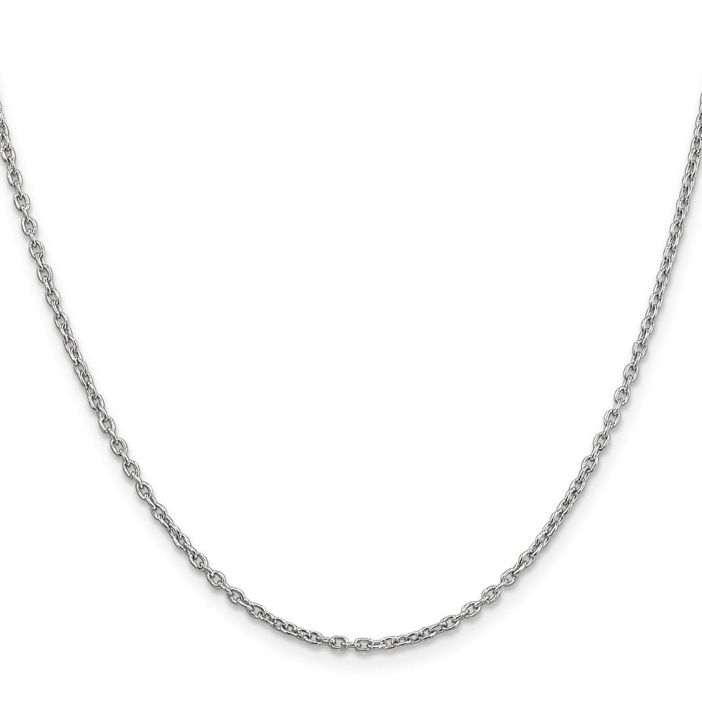14K Weißgold 2mm Rund Offen Glieder Ankerkette mit Karabinerverschluss Halskette