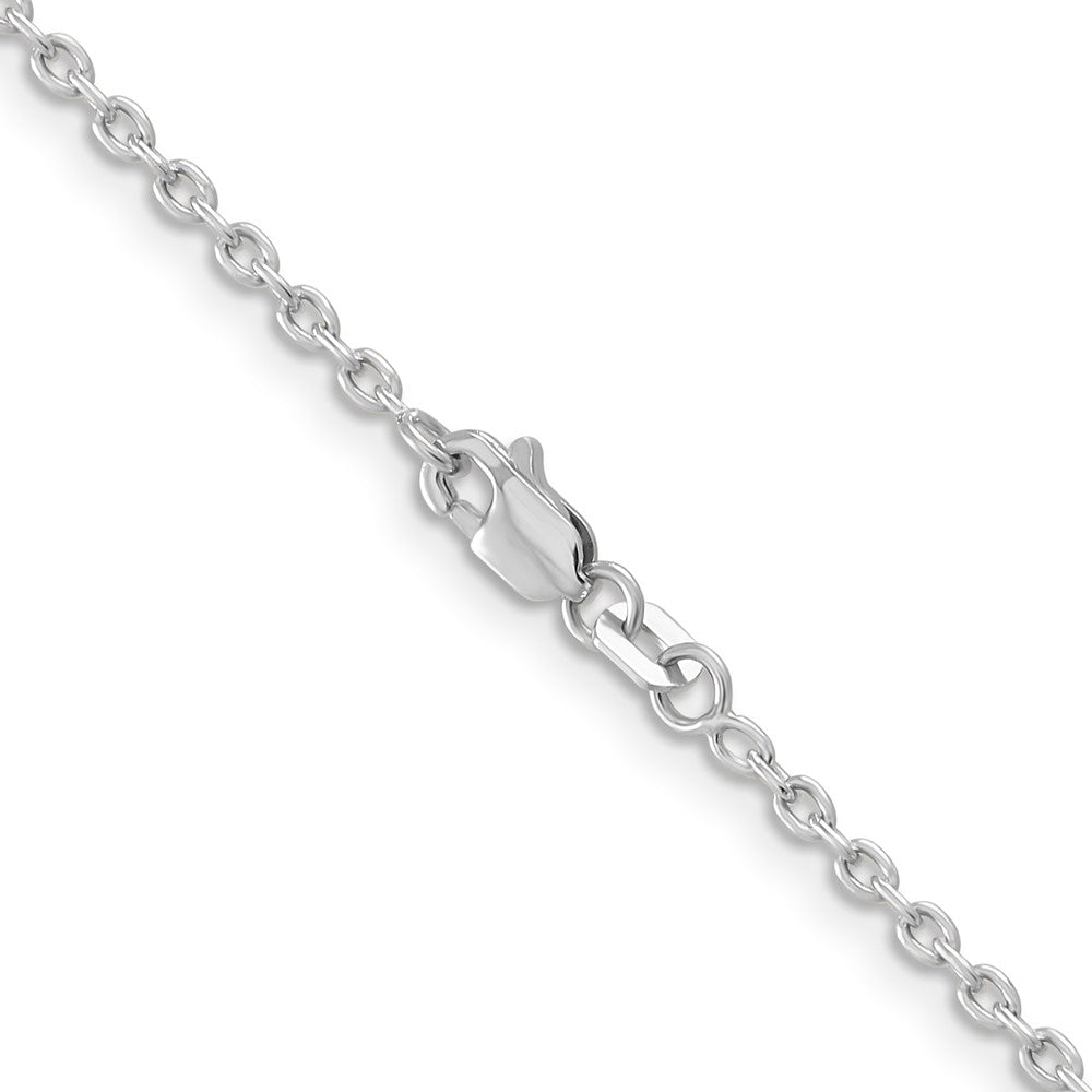 14K Weißgold 2mm Rund Offen Glieder Ankerkette mit Karabinerverschluss Halskette