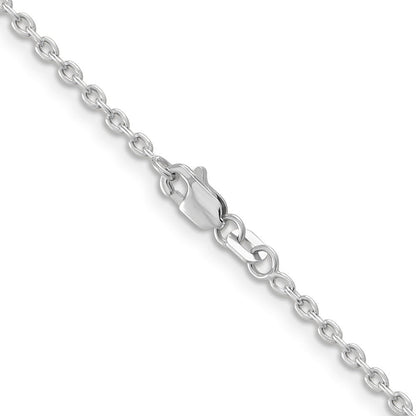 14K Weißgold 2mm Rund Offen Glieder Ankerkette mit Karabinerverschluss Halskette