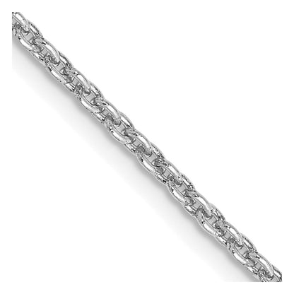 14K Weißgold 2mm Rund Offen Glieder Ankerkette mit Karabinerverschluss Halskette