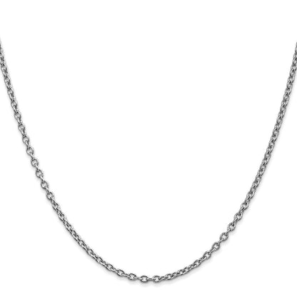 14K Weißgold 2.4mm Rund Offen Glieder Ankerkette mit Karabinerverschluss Halskette