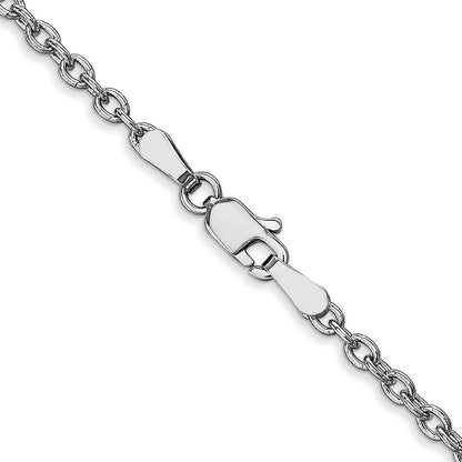 14K Weißgold 2.4mm Rund Offen Glieder Ankerkette mit Karabinerverschluss Halskette