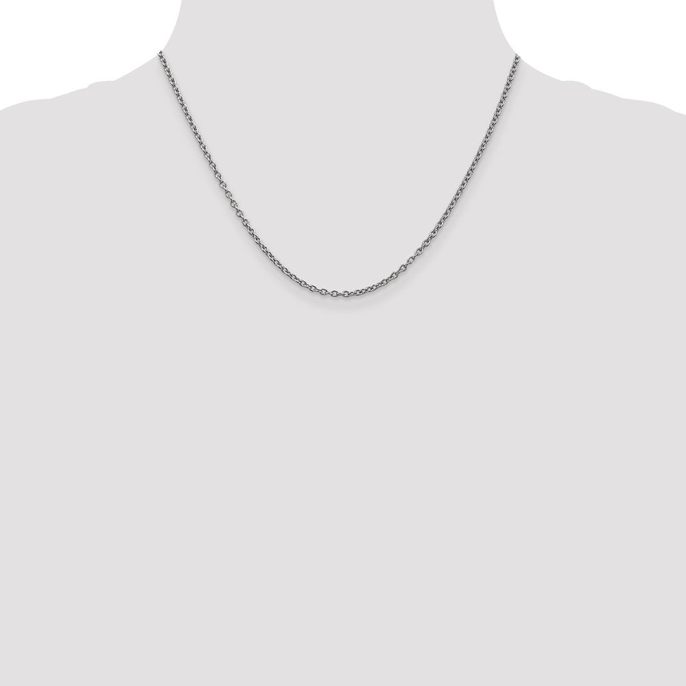 14K Weißgold 2.4mm Rund Offen Glieder Ankerkette mit Karabinerverschluss Halskette