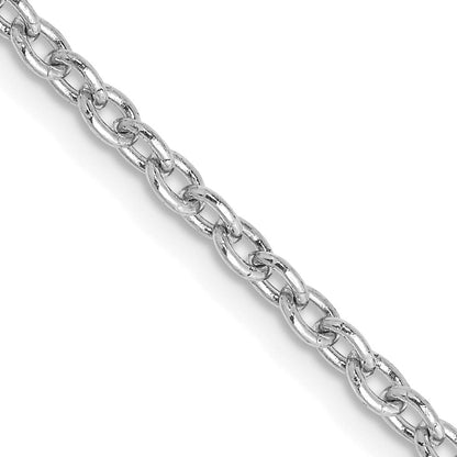 14K Weißgold 2.4mm Rund Offen Glieder Ankerkette mit Karabinerverschluss Halskette