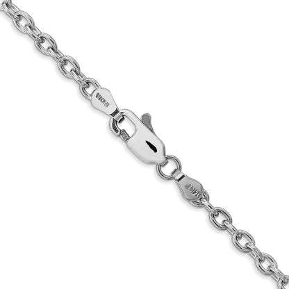 14K Weißgold 3.2mm Rund Offen Glieder Ankerkette mit Karabinerverschluss Halskette