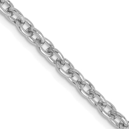14K Weißgold 3.2mm Rund Offen Glieder Ankerkette mit Karabinerverschluss Halskette