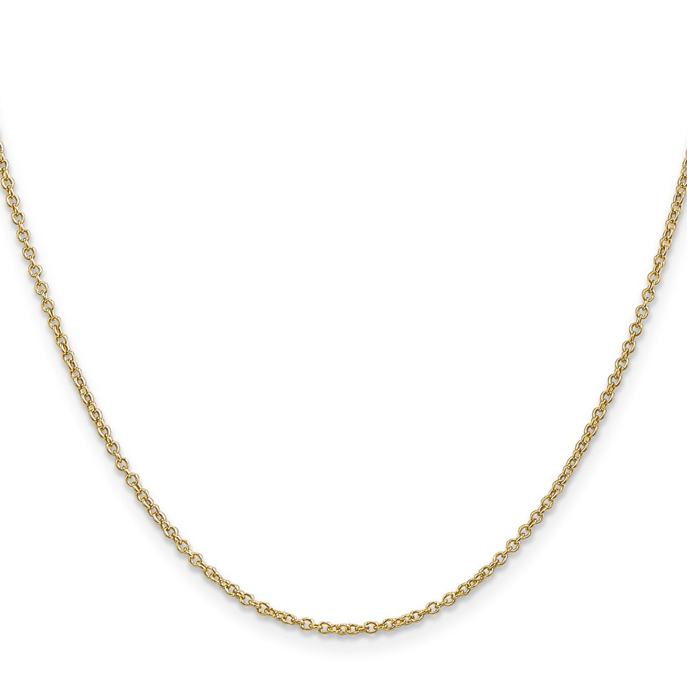 14K Gelbgold 1.4mm Rund Offen Breit Glieder Ankerkette mit Karabinerverschluss Halskette