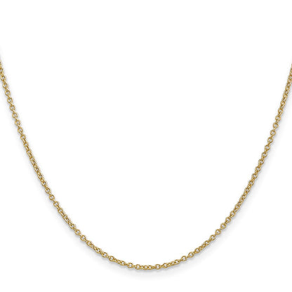 14K Gelbgold 1.4mm Rund Offen Breit Glieder Ankerkette mit Karabinerverschluss Halskette