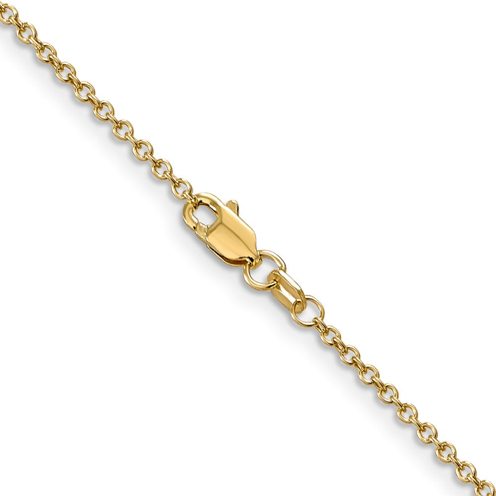 14K Gelbgold 1.4mm Rund Offen Breit Glieder Ankerkette mit Karabinerverschluss Halskette