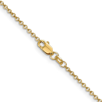 14K Gelbgold 1.4mm Rund Offen Breit Glieder Ankerkette mit Karabinerverschluss Halskette