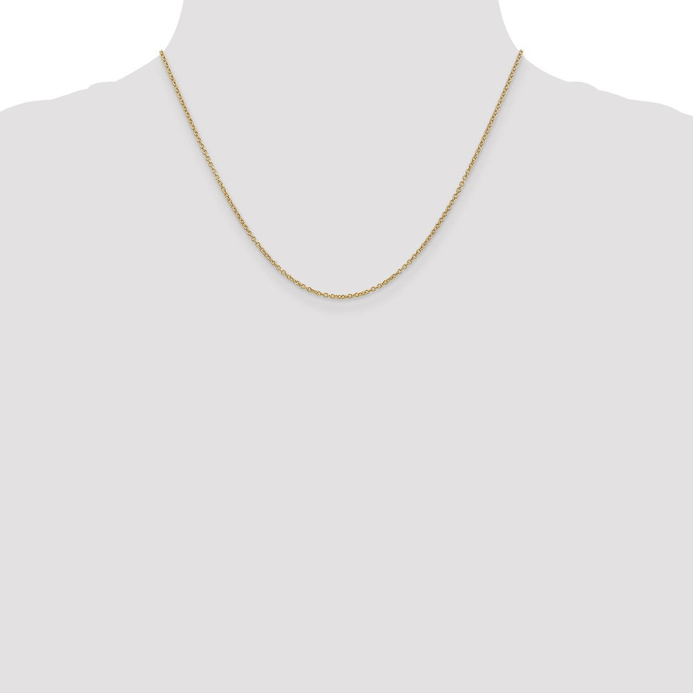 14K Gelbgold 1.4mm Rund Offen Breit Glieder Ankerkette mit Karabinerverschluss Halskette