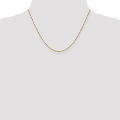14K Gelbgold 1.4mm Rund Offen Breit Glieder Ankerkette mit Karabinerverschluss Halskette