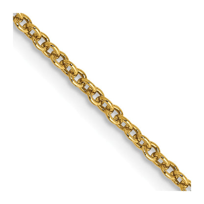 14K Gelbgold 1.6mm Rund Offen Glieder Ankerkette mit Karabinerverschluss Halskette