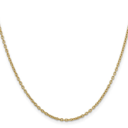 14K Gelbgold 2mm Rund Offen Glieder Ankerkette mit Karabinerverschluss Halskette