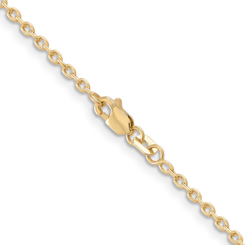 14K Gelbgold 2mm Rund Offen Glieder Ankerkette mit Karabinerverschluss Halskette