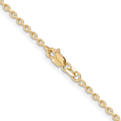 14K Gelbgold 2mm Rund Offen Glieder Ankerkette mit Karabinerverschluss Halskette