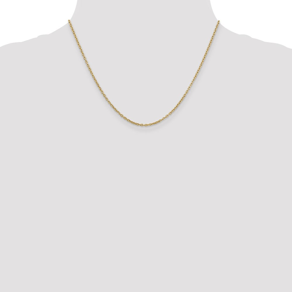 14K Gelbgold 2mm Rund Offen Glieder Ankerkette mit Karabinerverschluss Halskette