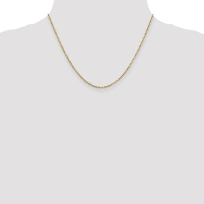 14K Gelbgold 2mm Rund Offen Glieder Ankerkette mit Karabinerverschluss Halskette