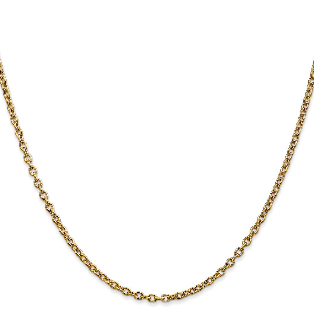 14K Gelbgold 2.4mm Rund Offen Glieder Ankerkette mit Karabinerverschluss Halskette