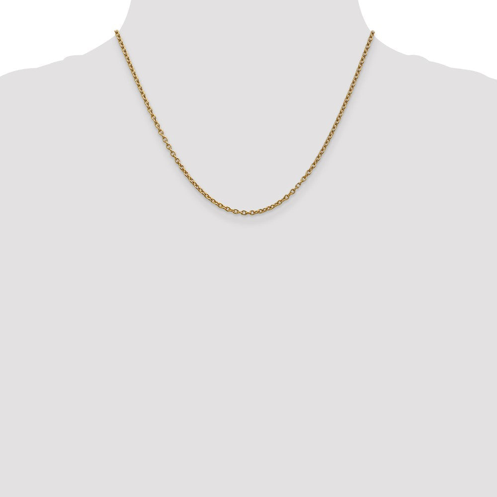 14K Gelbgold 2.4mm Rund Offen Glieder Ankerkette mit Karabinerverschluss Halskette