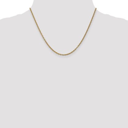 14K Gelbgold 2.4mm Rund Offen Glieder Ankerkette mit Karabinerverschluss Halskette