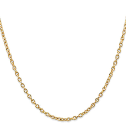 14K Gelbgold 3.2mm Rund Offen Glieder Ankerkette mit Karabinerverschluss Halskette