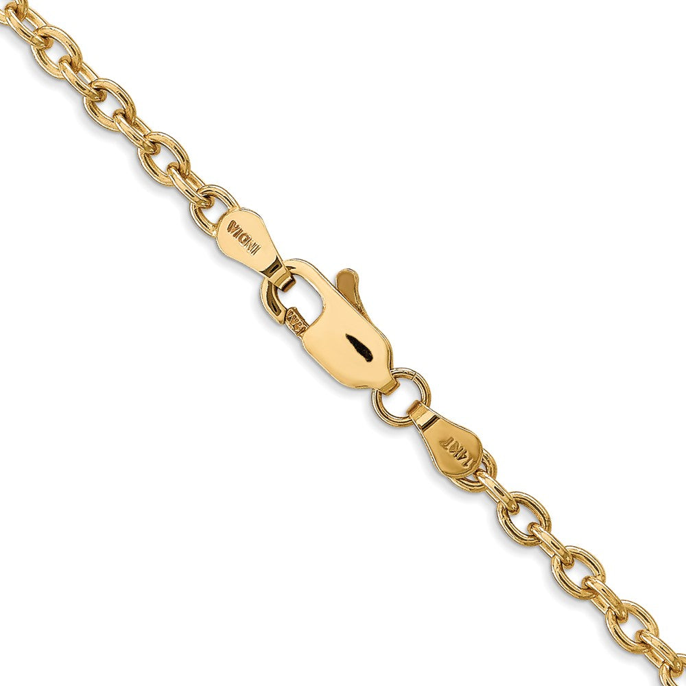 14K Gelbgold 3.2mm Rund Offen Glieder Ankerkette mit Karabinerverschluss Halskette